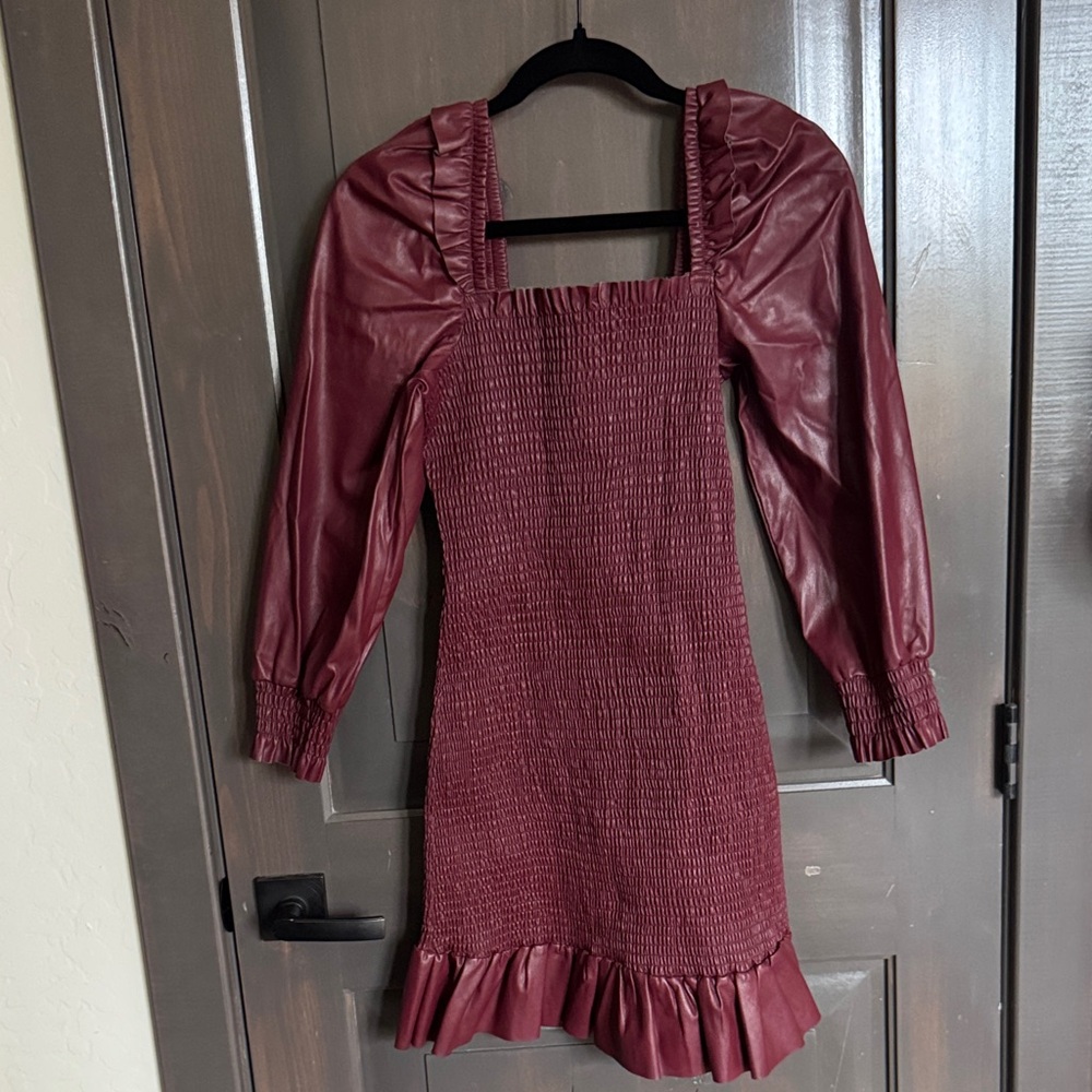 7 For All Mankind Burgundy Long Sleeve Dress